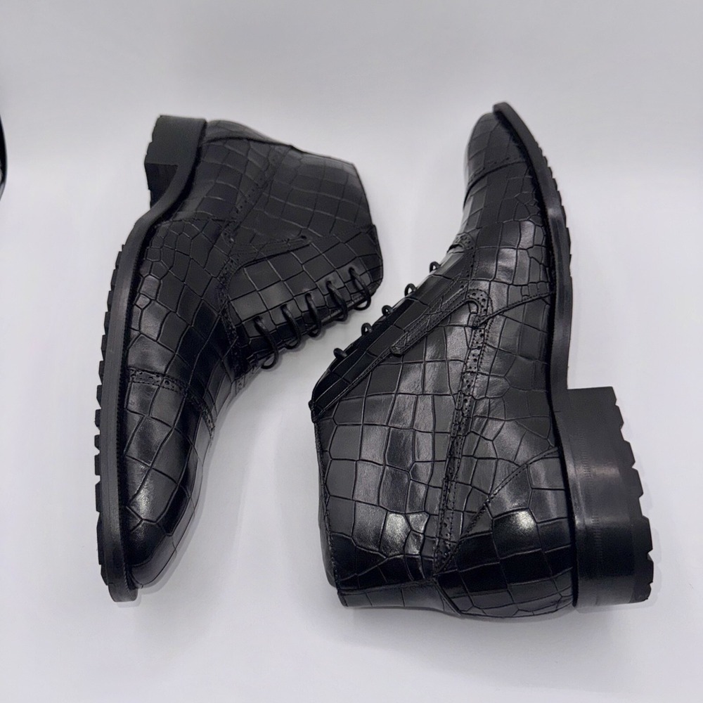 Mezlan McKay Cap Toe Boots Men's Size 10 M Black Crocodile Embossed Leather - Picture 16 of 16
